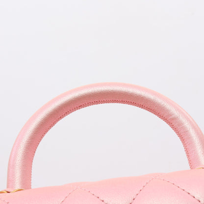 マトラッセ トップハンドル 2WAY チェーンショルダーバッグ サテン ピンク ゴールド金具 シャネル