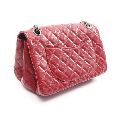 2.55 マトラッセ マドモアゼルチェーン Wチェーンショルダーバッグ エイジドカーフスキン レッド シルバー金具 シャネル