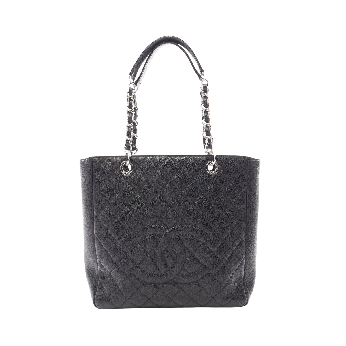 マトラッセ チェーンショルダーバッグ チェーントートバッグ キャビアスキン ブラック シルバー金具 シャネル バッグ CHANEL