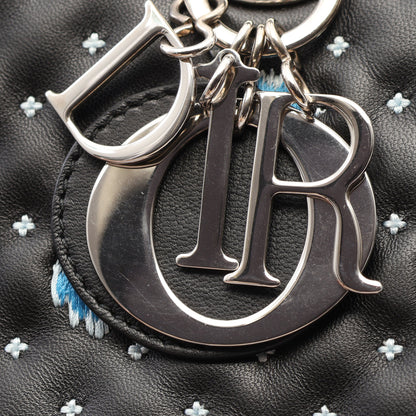 LADY DIOR レディディオール 2WAY ハンドバッグ レザー ブラック ホワイト ライトブルー クリスチャンディオール