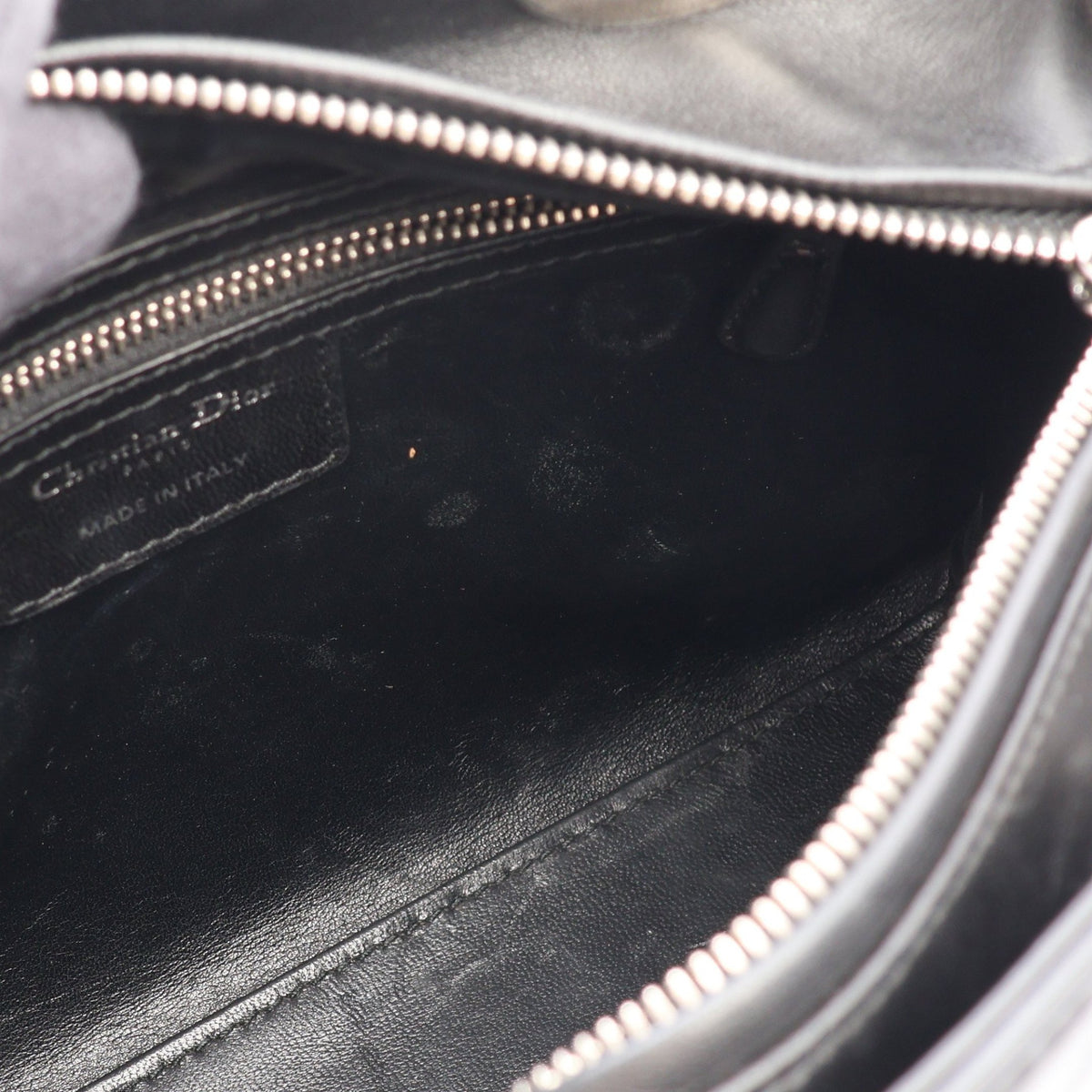 LADY DIOR レディディオール 2WAY ハンドバッグ レザー ブラック ホワイト ライトブルー クリスチャンディオール