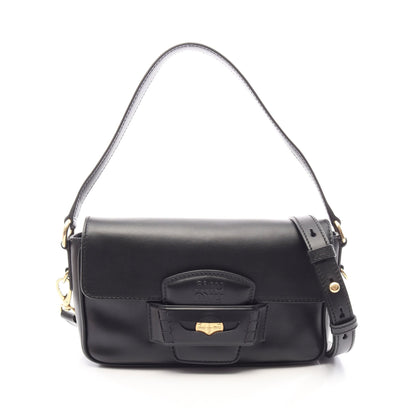 CRM FINE CALF ペニー 2WAY ハンドバッグ レザー ブラック ミュウミュウ