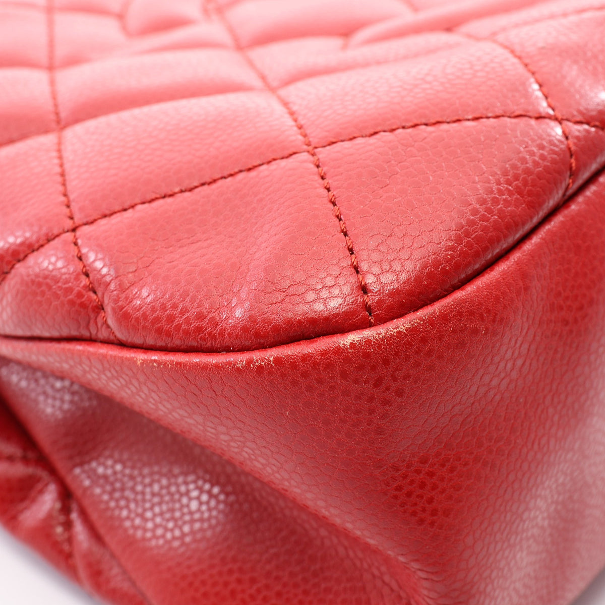 マトラッセ チェーンショルダーバッグ チェーントートバッグ キャビアスキン レッド シルバー金具 シャネル