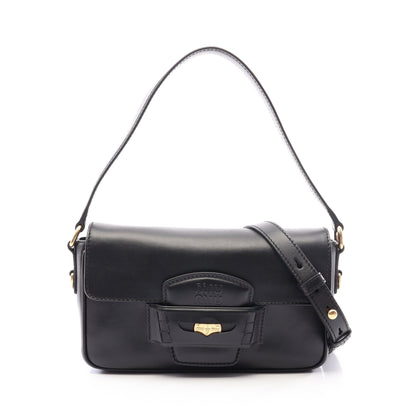 CRM FINE CALF ペニー 2WAY ハンドバッグ レザー ブラック ミュウミュウ