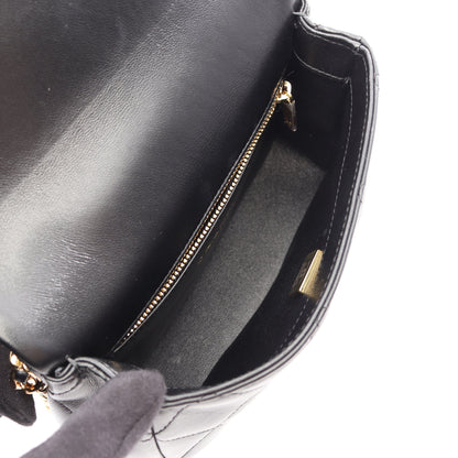 マトラッセ トップハンドル 2WAY チェーンショルダーバッグ ラムスキン ブラック ゴールド金具 シャネル