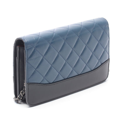 マトラッセ チェーンウォレット レザー ネイビー ブラック シルバー金具 シャネル バッグ CHANEL