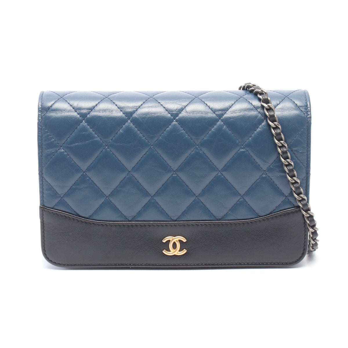 マトラッセ チェーンウォレット レザー ネイビー ブラック シルバー金具 シャネル バッグ CHANEL