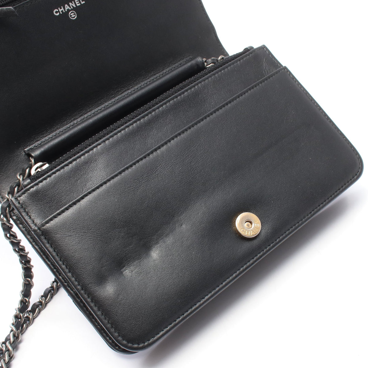 マトラッセ チェーンウォレット レザー ネイビー ブラック シルバー金具 シャネル バッグ CHANEL