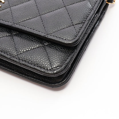 マトラッセ チェーンウォレット キャビアスキン ブラック ゴールド金具 シャネル バッグ CHANEL