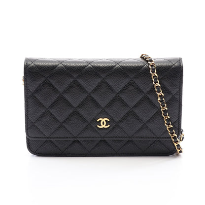 マトラッセ チェーンウォレット キャビアスキン ブラック ゴールド金具 シャネル バッグ CHANEL