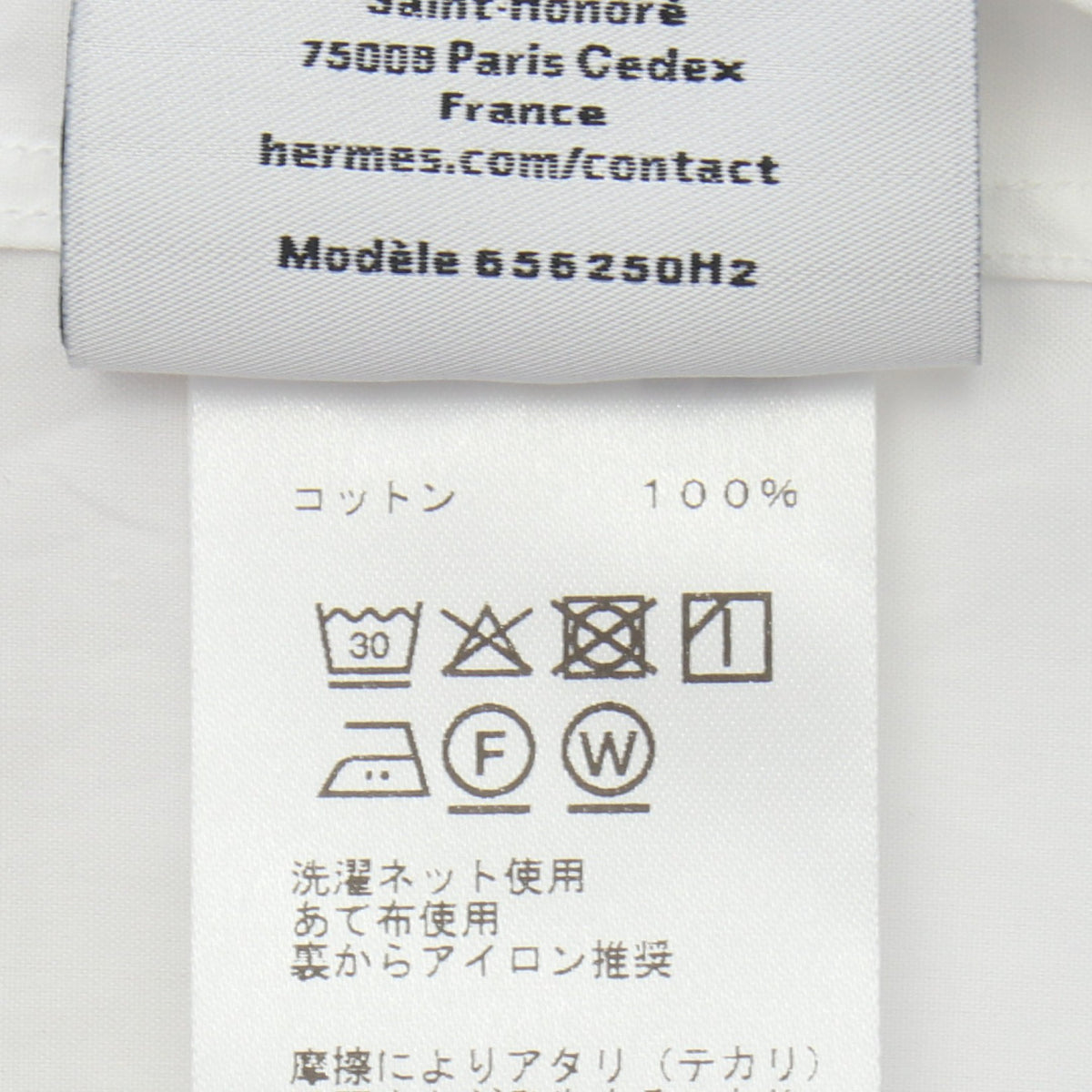 En diagonale ボクシーフィット ポロシャツ ハーフジップ シャツ コットン ホワイト ライトベージュ エルメス