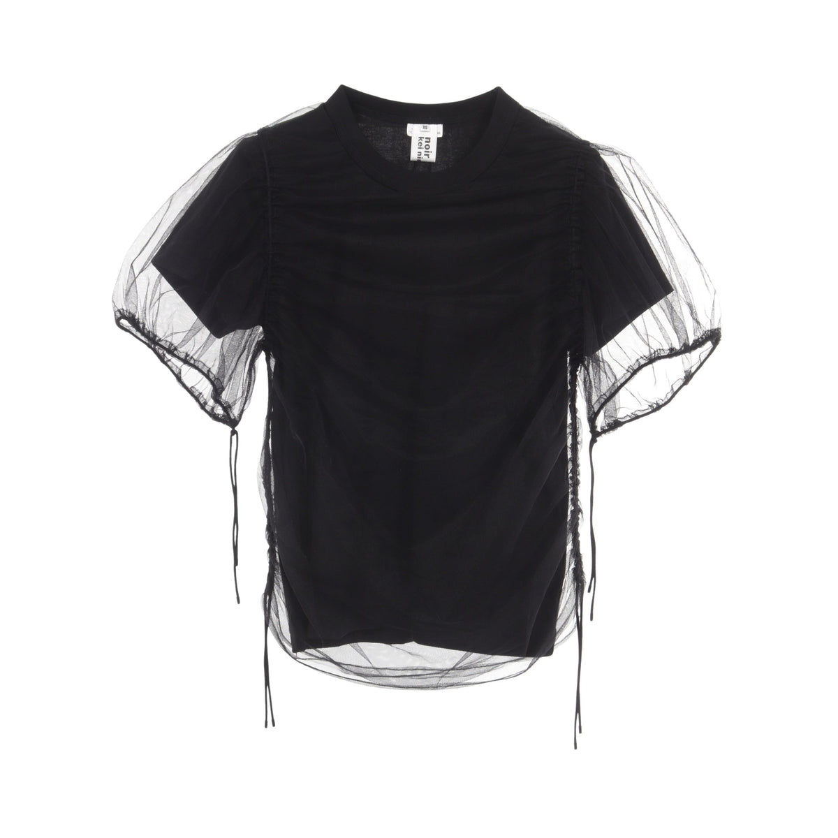 チュールドッキング 半袖Tシャツ コットン ナイロン ブラック ノワールケイニノミヤ