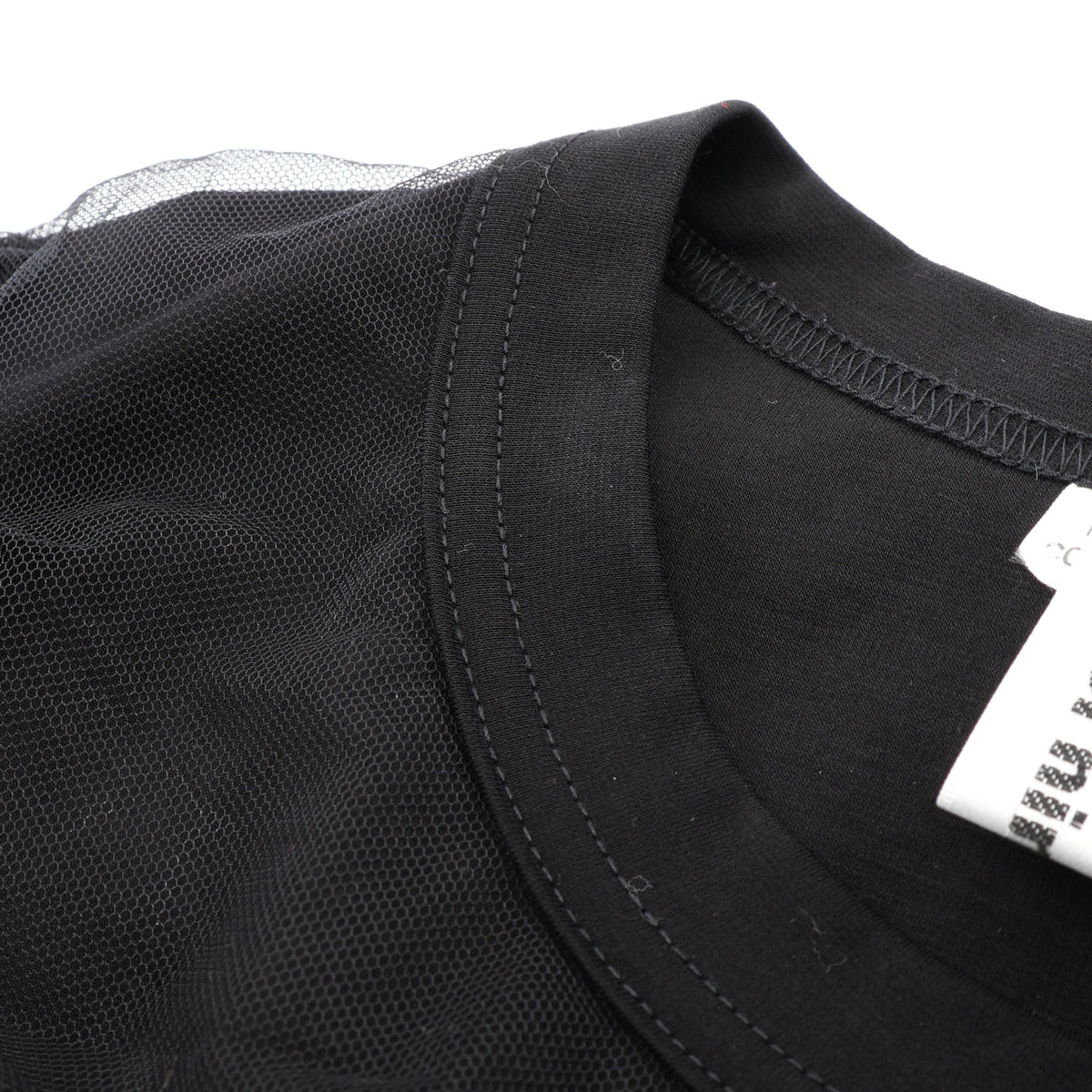 チュールドッキング 半袖Tシャツ コットン ナイロン ブラック ノワールケイニノミヤ