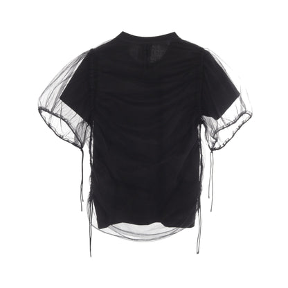 チュールドッキング 半袖Tシャツ コットン ナイロン ブラック ノワールケイニノミヤ