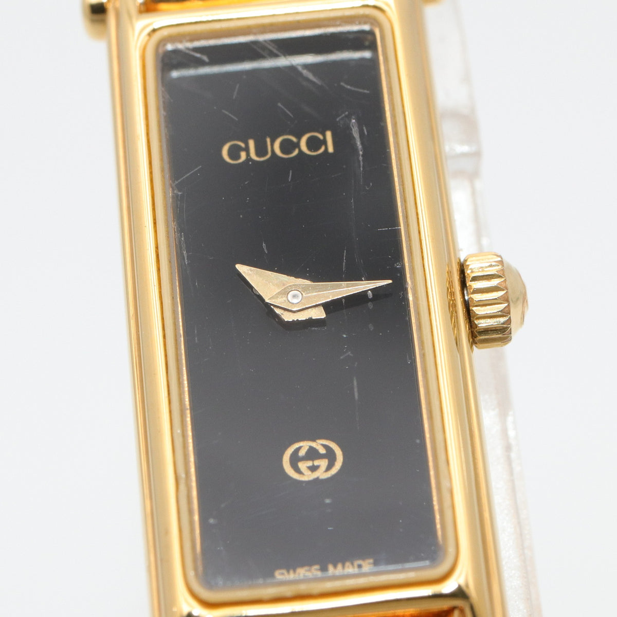 バングルウォッチ レディース 腕時計 クオーツ GP（ゴールドメッキ） ブラック グッチ 時計 GUCCI
