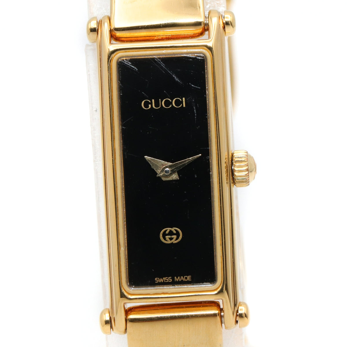 バングルウォッチ レディース 腕時計 クオーツ GP（ゴールドメッキ） ブラック グッチ 時計 GUCCI
