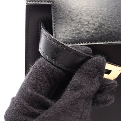ケリー28 外縫い 2WAY ハンドバッグ ボックスカーフ ブラック ゴールド金具 ○X刻印 エルメス