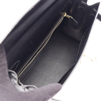 ケリー28 外縫い 2WAY ハンドバッグ ボックスカーフ ブラック ゴールド金具 ○X刻印 エルメス