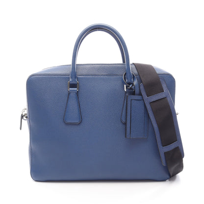 VITELLO GRAIN 2WAY ブリーフケース ビジネスバッグ レザー ブルー プラダ