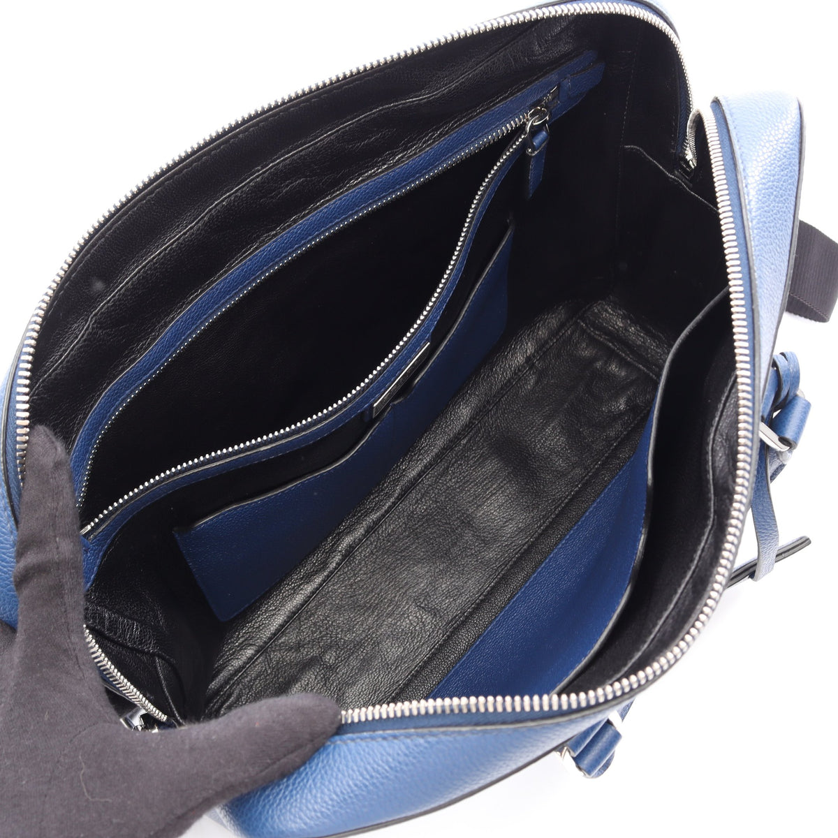 VITELLO GRAIN 2WAY ブリーフケース ビジネスバッグ レザー ブルー プラダ
