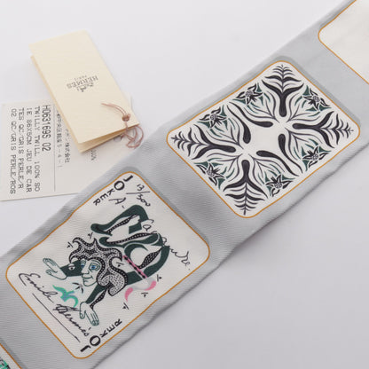 ツイリー JEU DE CARTES リボン スカーフ シルク グレー ブラック ピンク エルメス