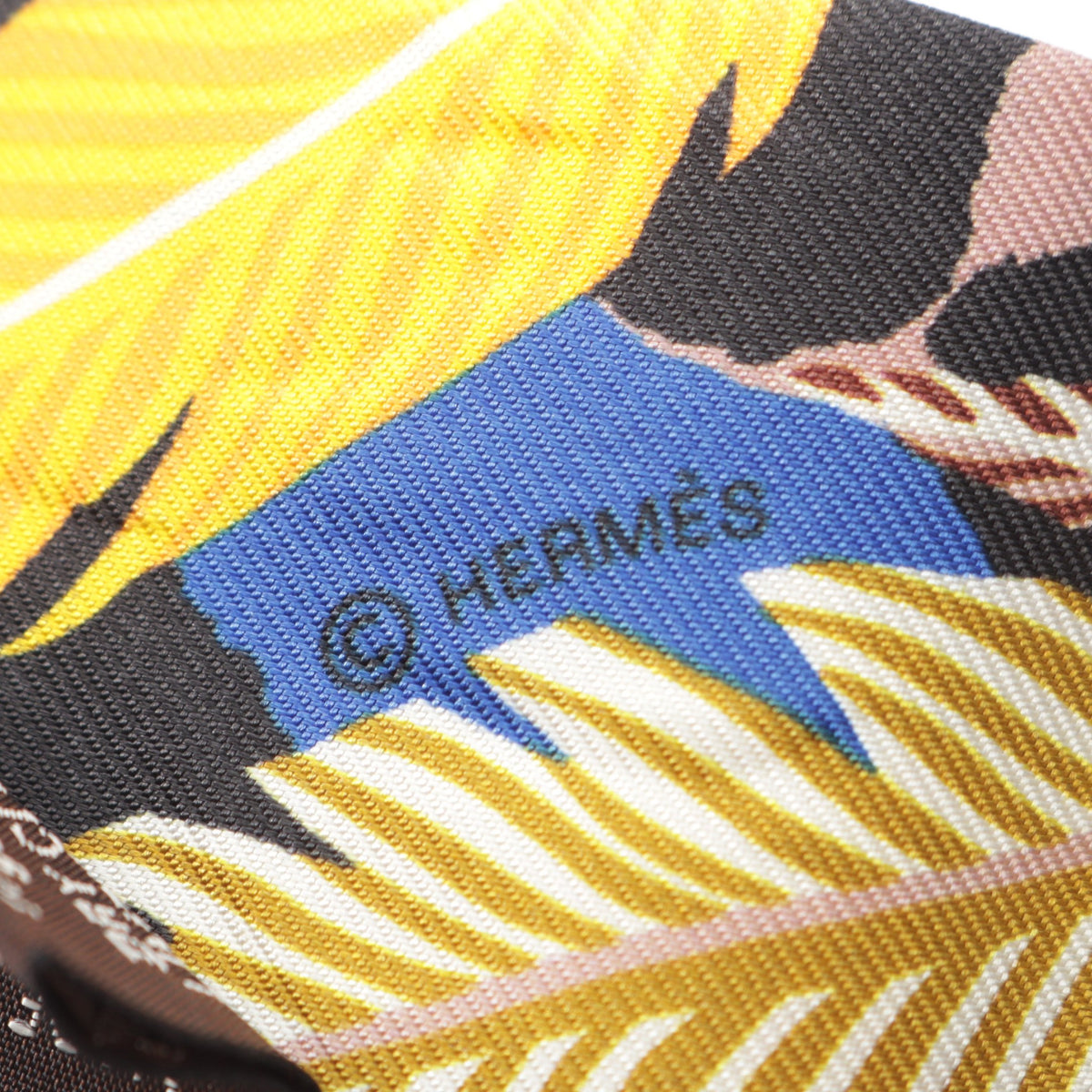 ツイリー JAGUAR QUETZAL リボン スカーフ シルク ブラウン マルチカラー エルメス 財布・小物 HERMES