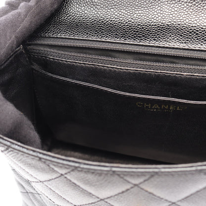 マトラッセ ハンドバッグ キャビアスキン ブラック ゴールド金具 シャネル