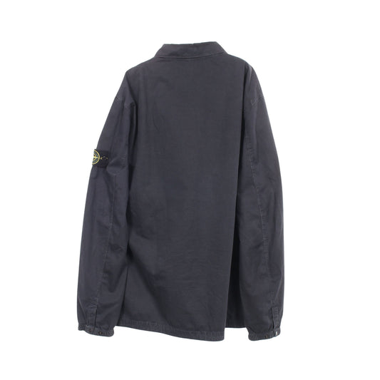 ジップアップ オーバーシャツ ガーメントダイ ジャケット コットン ブラック ストーンアイランド アウター Stone Island