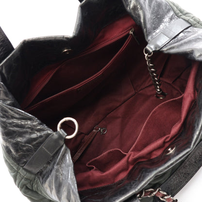 インザミックス 2WAY チェーンショルダーバッグ レザー ダークグリーン ブラック ボルドー シルバー金具 シャネル