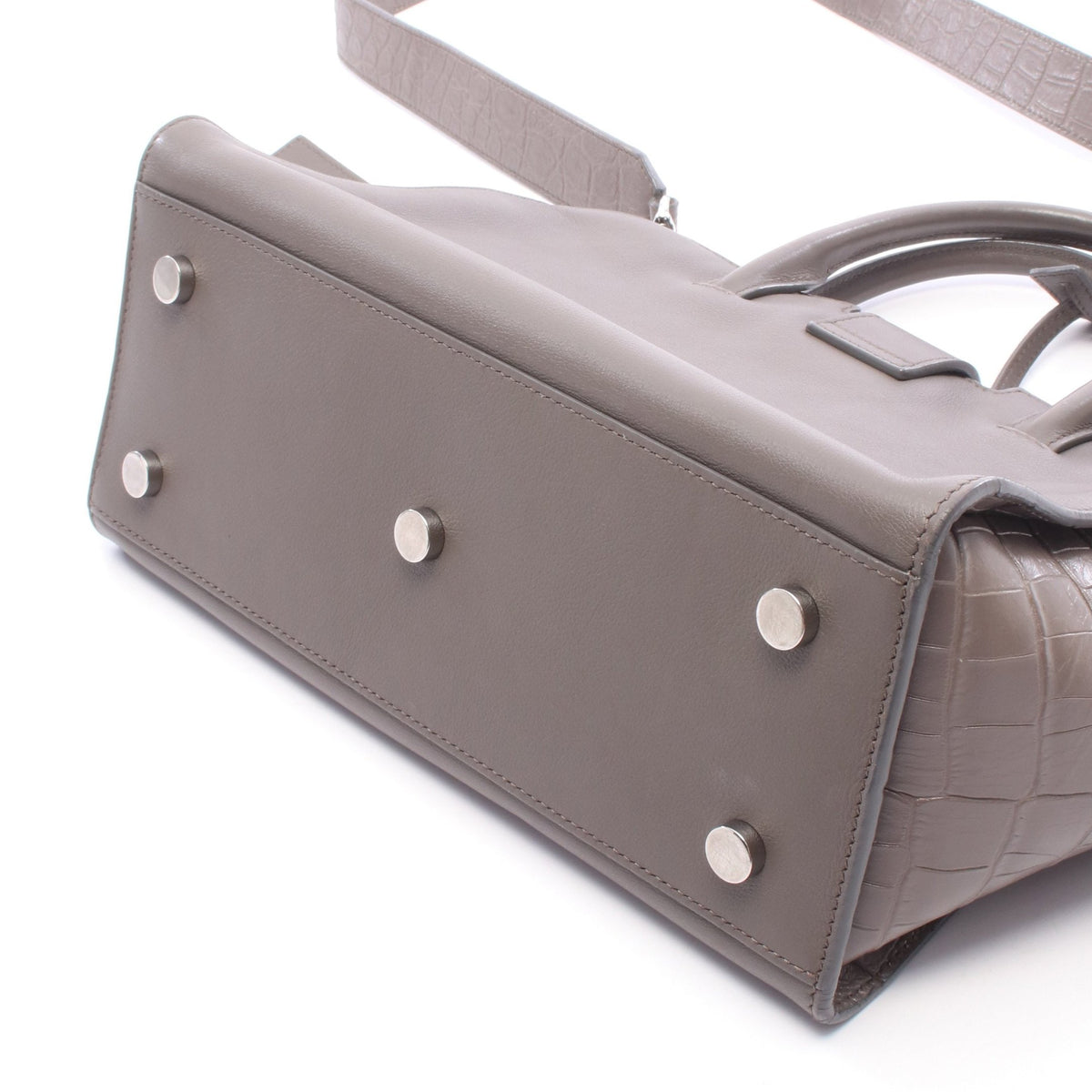 BABY DOWNTOWN CABAS ベビー ダウンタウンカバス クロコ型押し 2WAY ハンドバッグ レザー グレー サンローランパリ