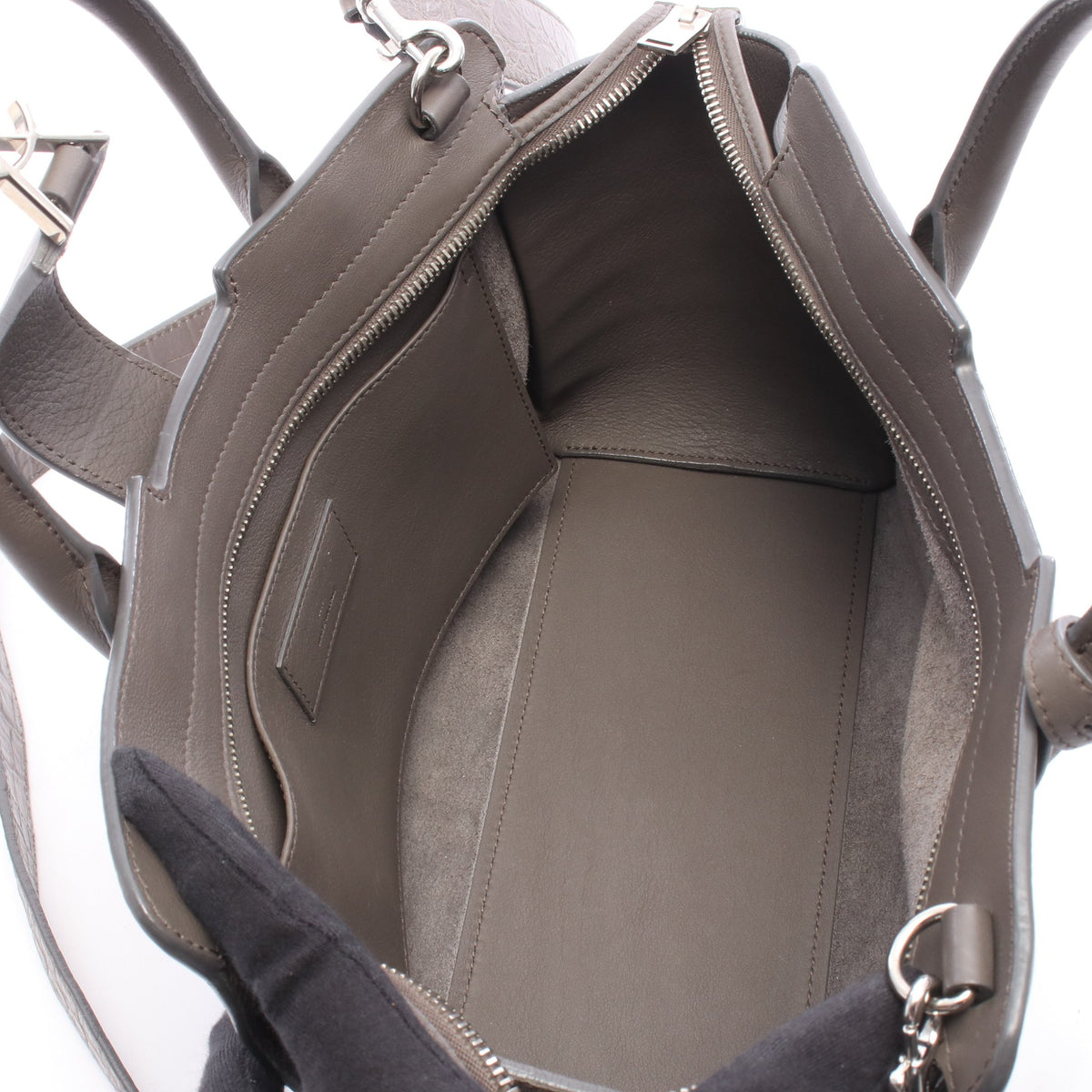 BABY DOWNTOWN CABAS ベビー ダウンタウンカバス クロコ型押し 2WAY ハンドバッグ レザー グレー サンローランパリ
