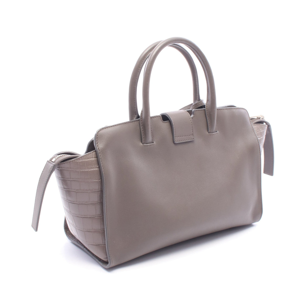 BABY DOWNTOWN CABAS ベビー ダウンタウンカバス クロコ型押し 2WAY ハンドバッグ レザー グレー サンローランパリ