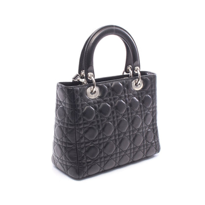 LADY DIOR レディディオール 2WAY ハンドバッグ レザー ブラック クリスチャンディオール