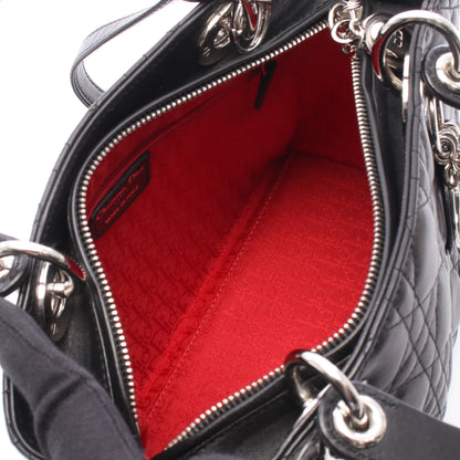 LADY DIOR レディディオール 2WAY ハンドバッグ レザー ブラック クリスチャンディオール