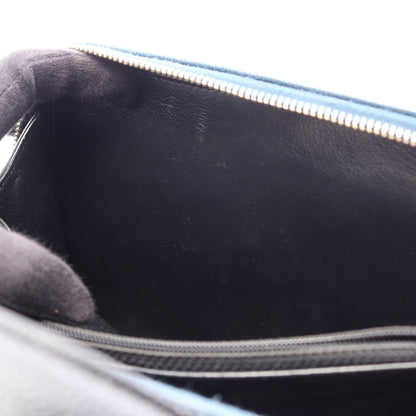 CCフィグリー バニティバッグ 2WAY チェーンショルダーバッグ キャビアスキン ブルー ブラック ゴールド金具 シャネル