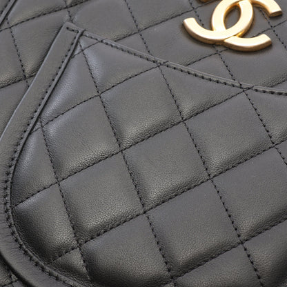 マトラッセ ホーボー 2WAY チェーンショルダーバッグ ラムスキン ブラック ゴールド金具 シャネル