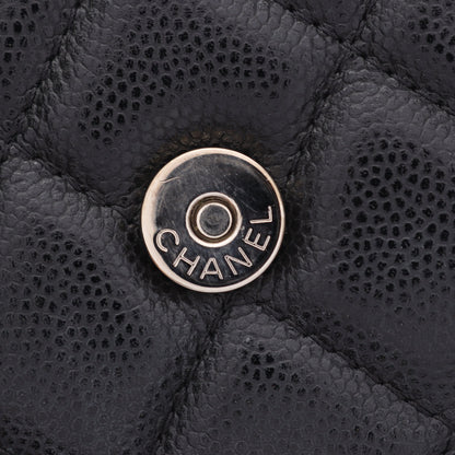 マトラッセ 2WAY チェーンショルダーバッグ キャビアスキン ブラック シルバー金具 シャネル