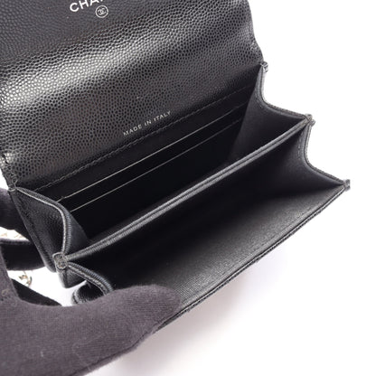 マトラッセ 2WAY チェーンショルダーバッグ キャビアスキン ブラック シルバー金具 シャネル
