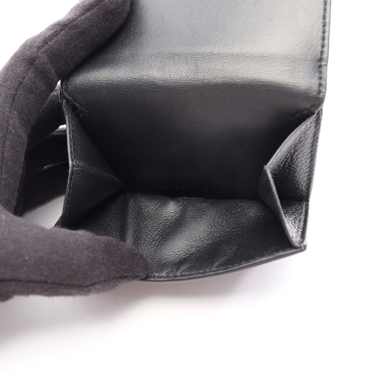 Cash Mini Wallet キャッシュ ミニ ウォレット 三つ折り財布 レザー ブラック バレンシアガ