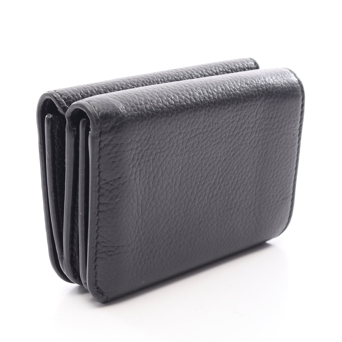 Cash Mini Wallet キャッシュ ミニ ウォレット 三つ折り財布 レザー ブラック バレンシアガ