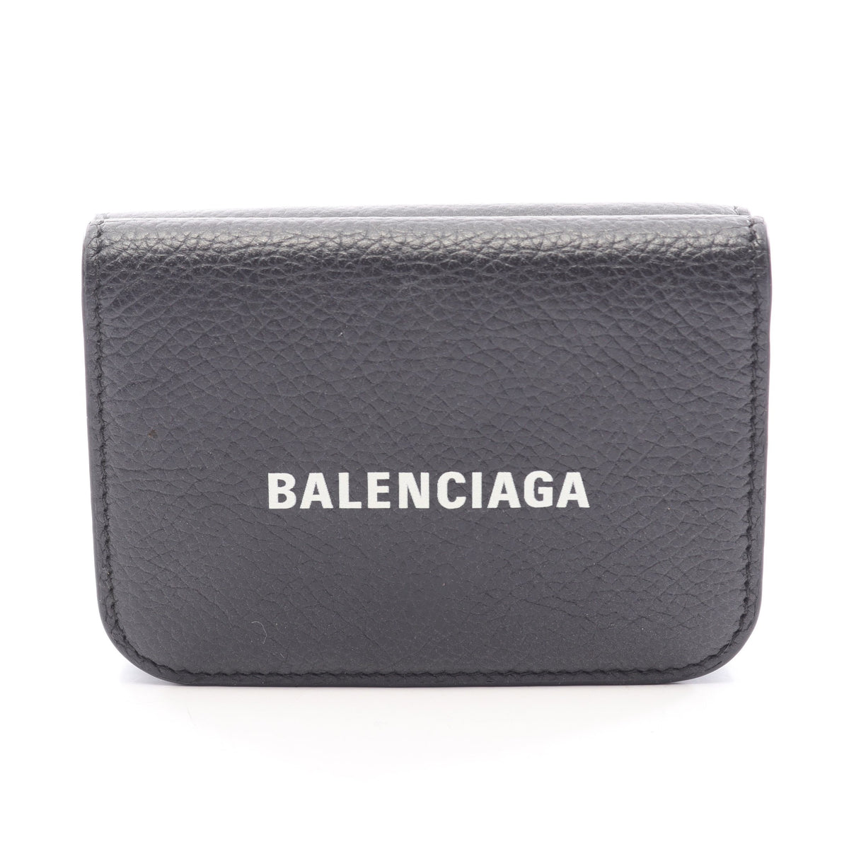 Cash Mini Wallet キャッシュ ミニ ウォレット 三つ折り財布 レザー ブラック バレンシアガ