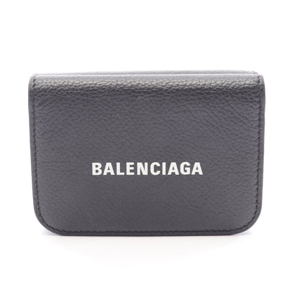 Cash Mini Wallet キャッシュ ミニ ウォレット 三つ折り財布 レザー ブラック バレンシアガ