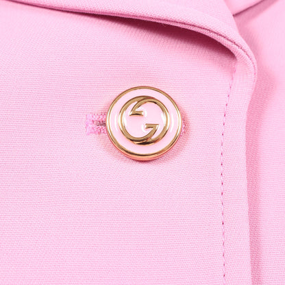 GGボタン テーラードジャケット シルク ウール ピンク グッチ アウター GUCCI