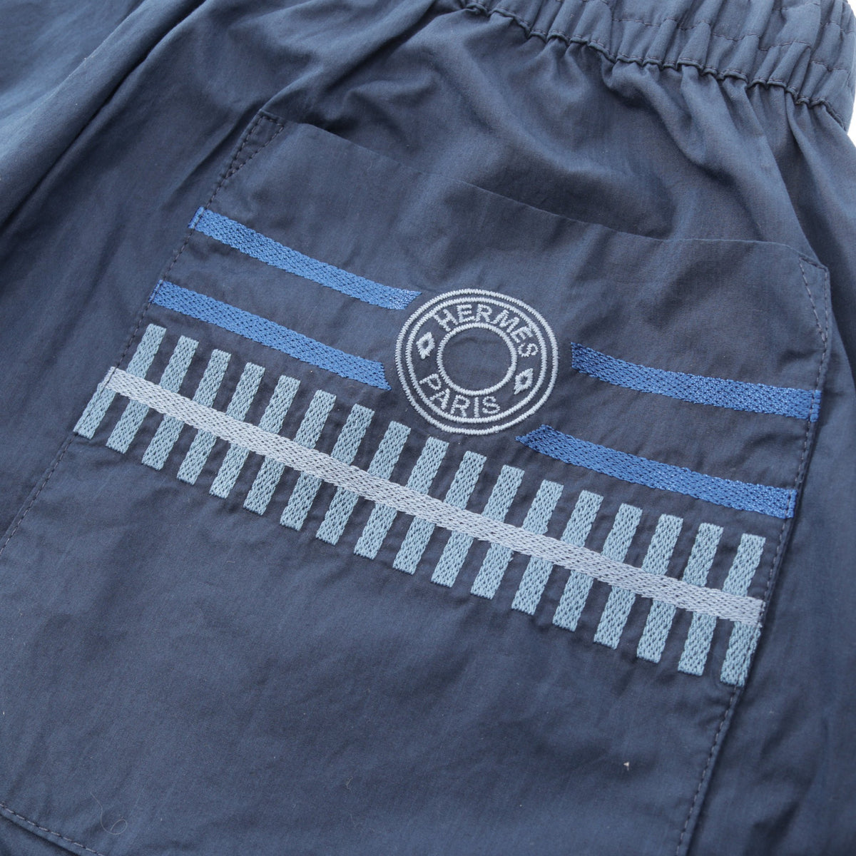 Clou de Selle 刺繍 ショート パンツ コットン ネイビー エルメス ボトムス HERMES