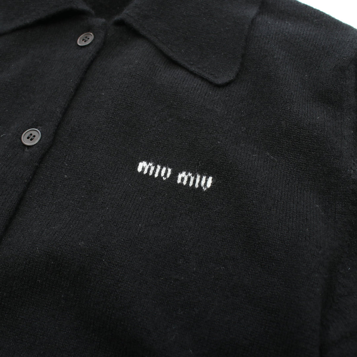 ロゴ カーディガン カシミヤ ブラック ミュウミュウ トップス miu miu