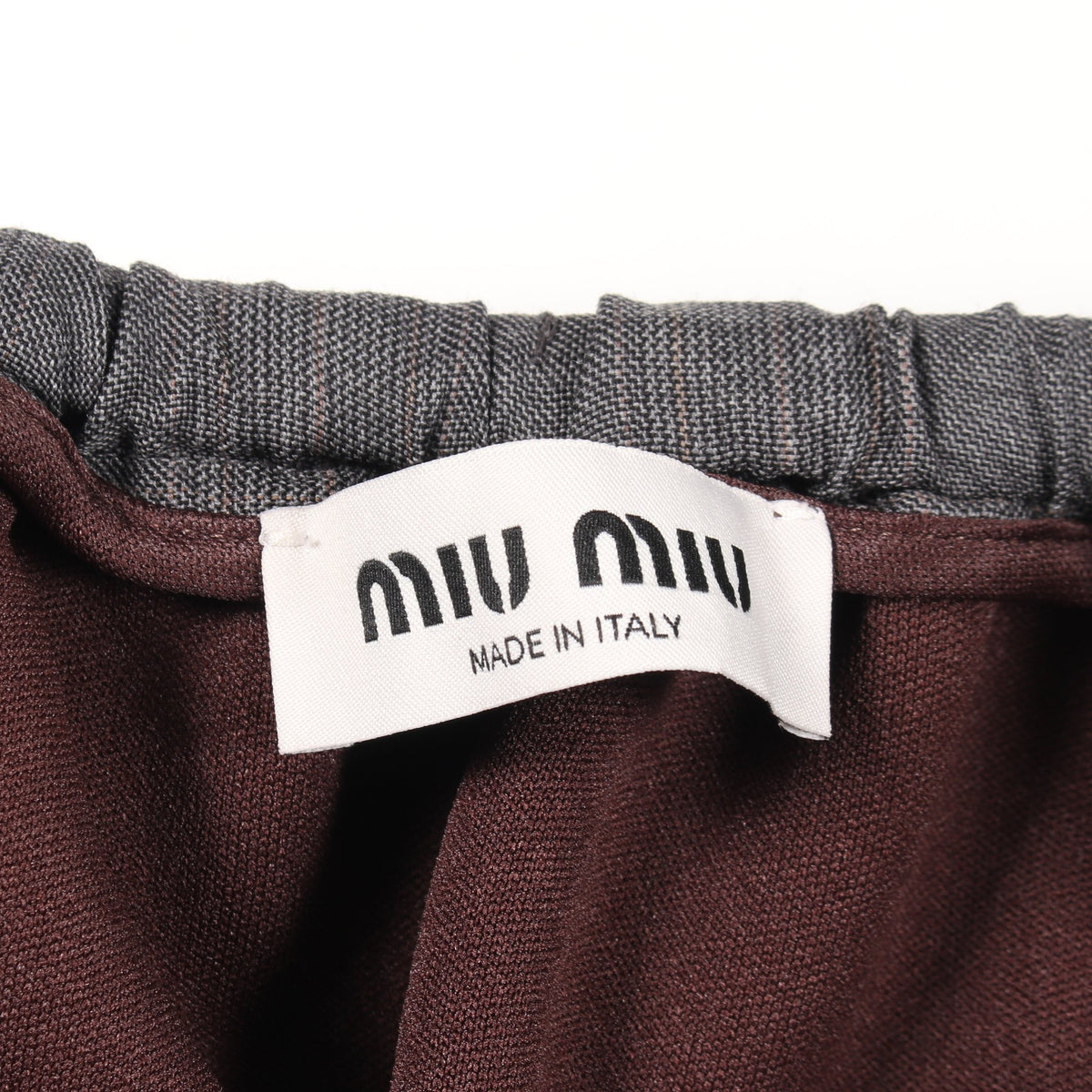 ドローストリング チェック ミニ スカート ウール グレー ミュウミュウ ボトムス miu miu
