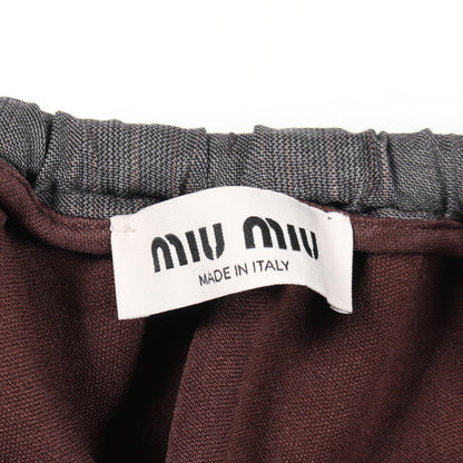 ドローストリング チェック ミニ スカート ウール グレー ミュウミュウ ボトムス miu miu