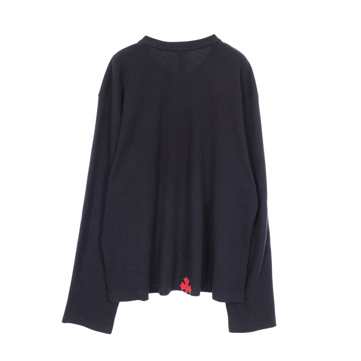 Y NOT クロスパッチ ヘンリーネック サーマル 長袖Tシャツ コットン ネイビー クロムハーツ