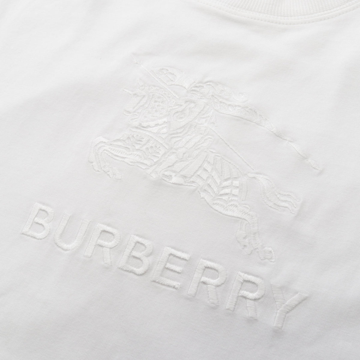 ロゴ刺繍 半袖Tシャツ コットン ホワイト バーバリー