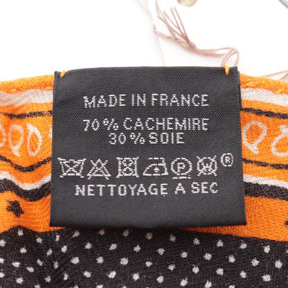 ロザンジュ PUZZLE スカーフ カシミヤ シルク オレンジ ブラック オフホワイト エルメス 財布・小物 HERMES